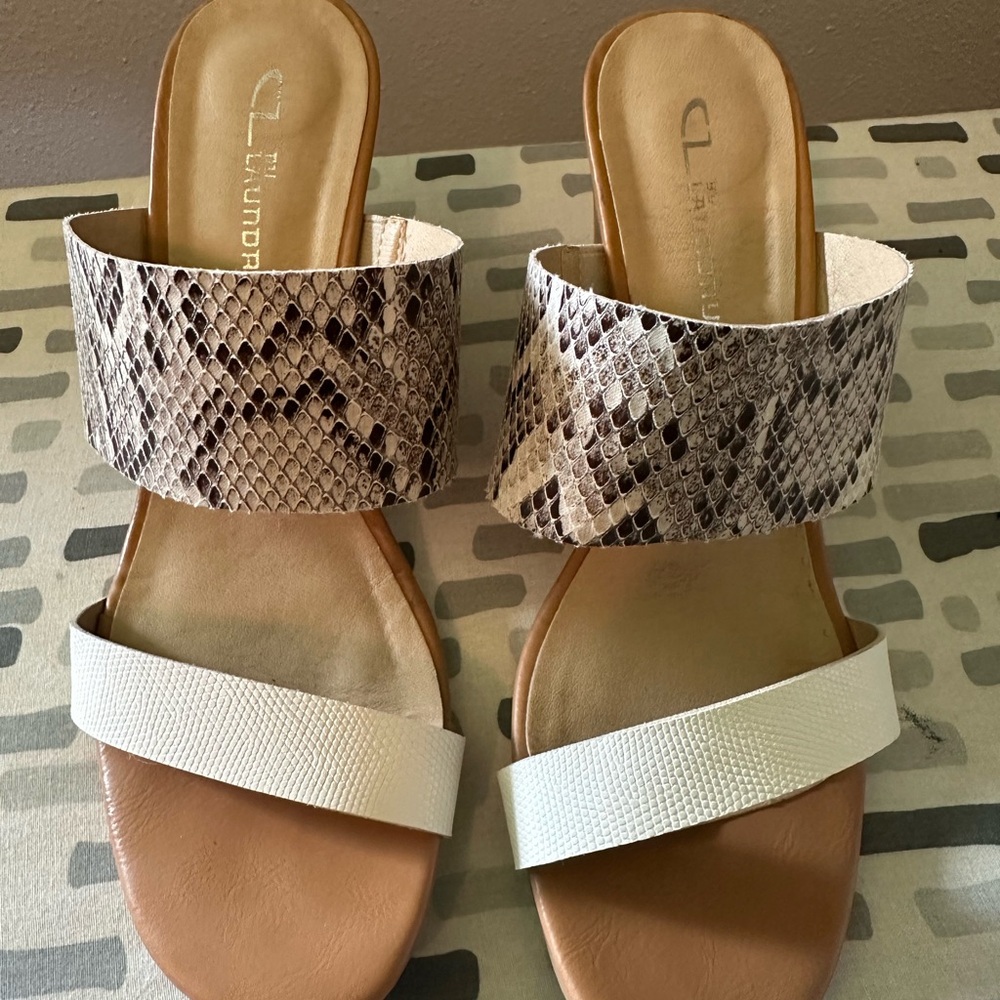 Chinese Laundry Women's Snakeskin and White Sandals